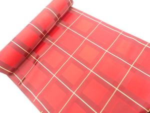 アンティーク　格子模様織出しコート地羽尺反物